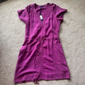 Martin + Osa Womens Purple Drawstring Waist Silk Shift Dress Size 4 NWT